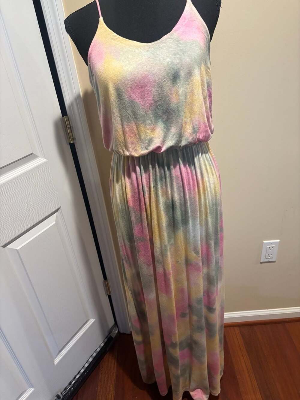 Lush Pastel Tie Dye Sleeveless Maxi Dress